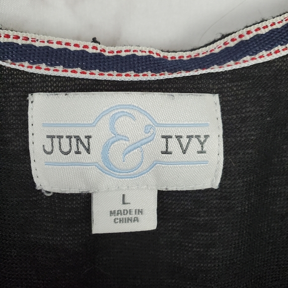 JUN & IVY Black Sheer Blouse Lace Embroidery Large - Picture 5 of 10